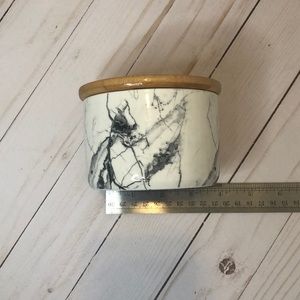 Marble Ceramic Trinket Box with Wooden Lid